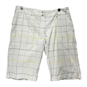 Nike Golf Shorts Dri-FIT Women 10 White Plaid Preppy Athletic